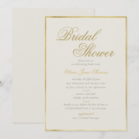 Elegant Classic Gold Lijst Ecru Vrijgezellenfeest Kaart (Voorkant / Achterkant)