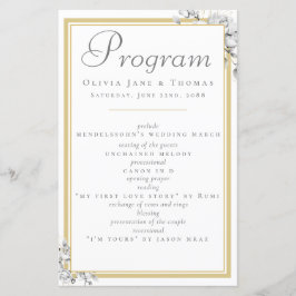 Elegant Classic Gold Lijst Floral Wedding Programm