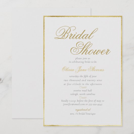 Elegant Classic Gold Lijst Ivory Vrijgezellenfeest Kaart (Voorkant / Achterkant)