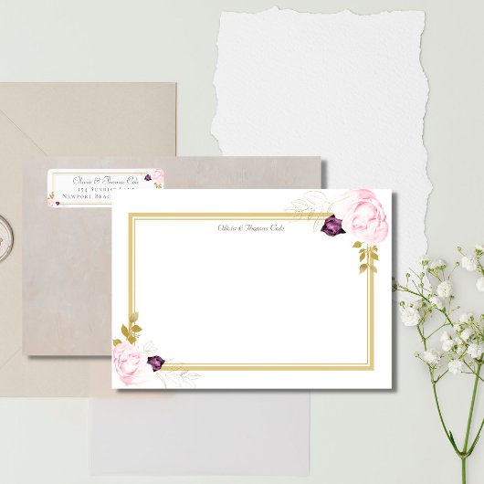 Elegant Classic Gold Lijst Rustic Wedding Couple Notitiekaartje