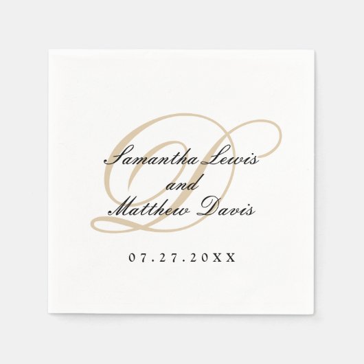 Elegant Classic Gold Monogram Weddenschap Servet (Voorkant)