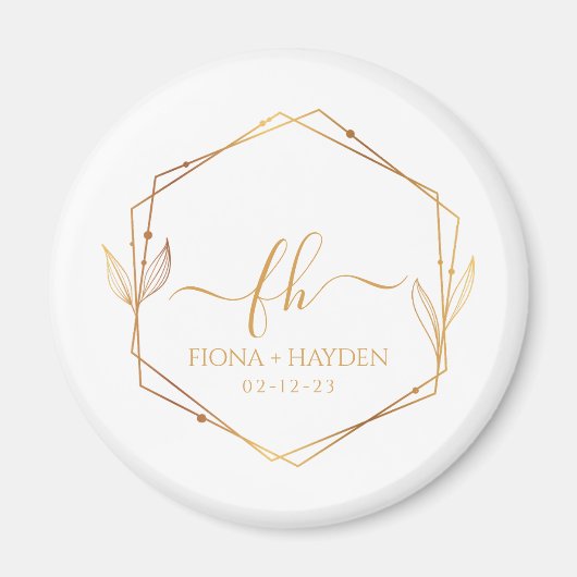 Elegant Classic Gold Monogrammed Initiaal Wedding Magneet (Voorkant)