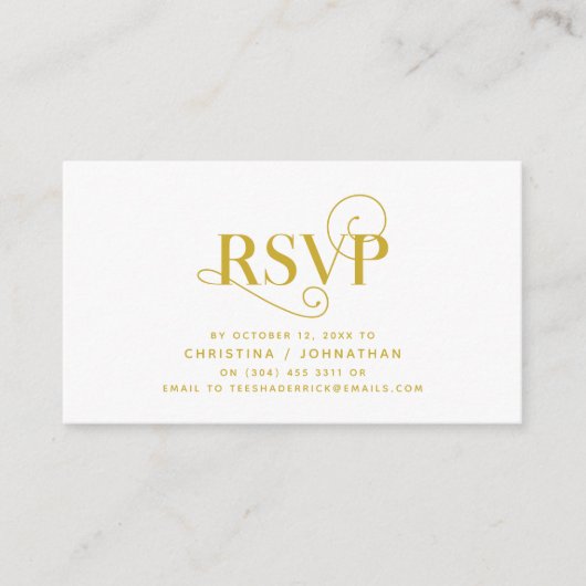Elegant Classic, Gold Script, RSVP reageren Informatiekaartje (Voorkant)
