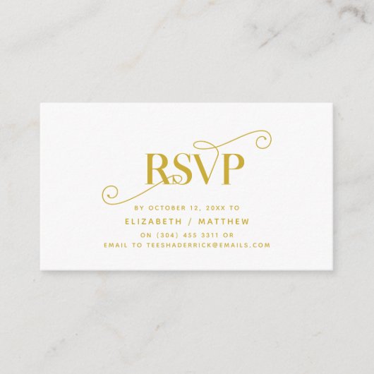 Elegant Classic, Gold Script, RSVP reageren Informatiekaartje (Voorkant)