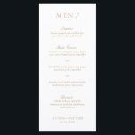 Elegant Classic Gold Traditional Formal Wedding Menu<br><div class="desc">Het gouden bruidsmenu van Elegant faux met een eenvoudig en minimaal ontwerp met de titel in een traditionele serif doopvont en de cursuskopballen in een elegant kalligrafiekmanuscript. Een klassieke stijl die perfect is voor een formele bruiloft.</div>