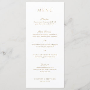 Elegant Classic Gold Traditional Formal Wedding Menu