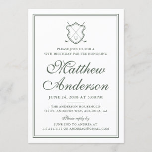 Elegant Classic Golf Birthday Party Invitation Kaart