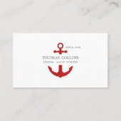 Elegant Classic Grijs & Rood Nautisch Anker Logo Visitekaartje (Achterkant)