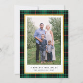 Elegant Classic Groen Tartan Goud Lijst Foto Feestdagenkaart (Voorkant)