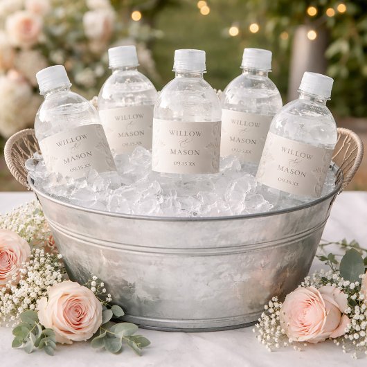 Elegant Classic Ivory Baroque Wedding Waterfles Etiket