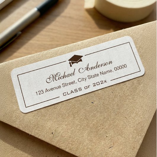 Elegant Classic Ivory Linen Afstuderen Afstuderen Etiket