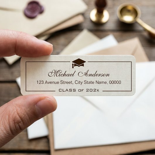 Elegant Classic Ivory Linen Afstuderen Afstuderen Etiket