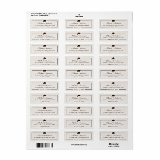 Elegant Classic Ivory Linen Afstuderen Afstuderen Etiket (Full Sheet)