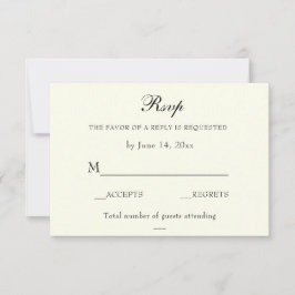Elegant Classic Ivory Wedding Classic RSVP-kaart RSVP Kaartje