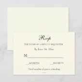 Elegant Classic Ivory Wedding Classic RSVP-kaart RSVP Kaartje (Voorkant / Achterkant)