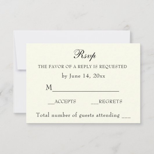 Elegant Classic Ivory Wedding Classic RSVP-kaart RSVP Kaartje (Voorkant)