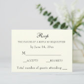 Elegant Classic Ivory Wedding Classic RSVP-kaart RSVP Kaartje (Staand voorkant)