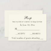 Elegant Classic Ivory Wedding Classic RSVP-kaart RSVP Kaartje (Voorkant / Achterkant)