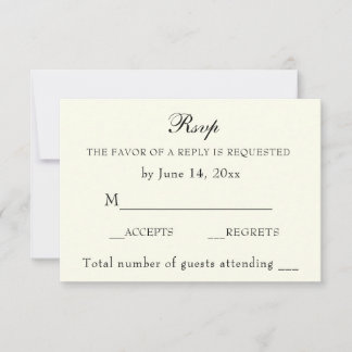 Elegant Classic Ivory Wedding Classic RSVP-kaart RSVP Kaartje