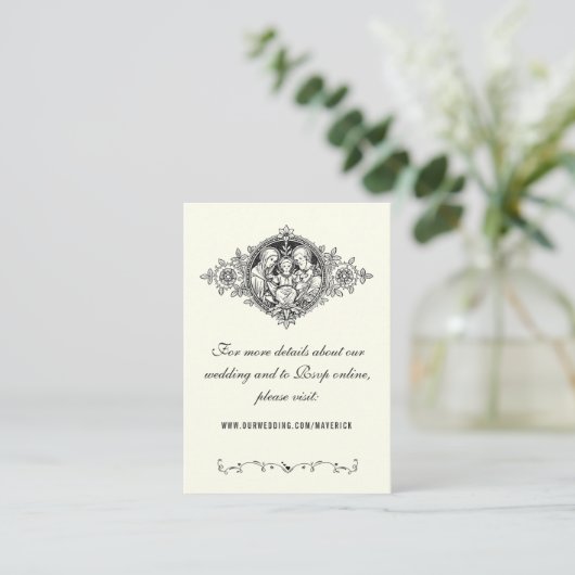 Elegant Classic Ivory Wedding Website Religieuze Informatiekaartje (Staand voorkant)