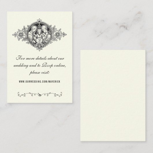 Elegant Classic Ivory Wedding Website Religieuze Informatiekaartje (Voorkant / Achterkant)