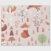 Elegant Classic kerstboom Fox Patroon Cadeaupapier (Vlak)