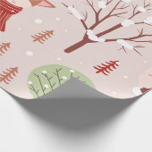 Elegant Classic kerstboom Fox Patroon Cadeaupapier (Hoek)