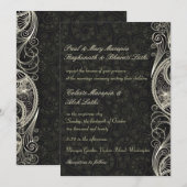 Elegant Classic Lacy Paisley Floral Indian Wedding Kaart (Voorkant / Achterkant)