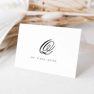 Elegant Classic Last Name Initiaal Wedding Bedankkaart