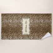 Elegant Classic Leopard Patroon Aangepaste naam Strandlaken (Voorkant)