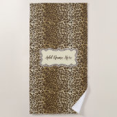Elegant Classic Leopard Patroon Aangepaste naam Strandlaken (Voorkant)