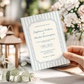 Elegant Classic Light Blue Beige Striped Wedding Kaart