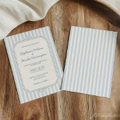 Elegant Classic Light Blue Beige Striped Wedding Kaart