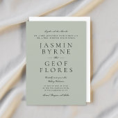 Elegant Classic Light Sage Formal Wedding Kaart