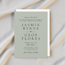 Elegant Classic Light Sage Formal Wedding Kaart