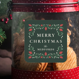 Elegant Classic Lijst Gepersonaliseerde Kerstmis Vierkante Sticker