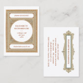 Elegant Classic Lijst Witte Bibliotheekstijl Visitekaartje (Voorkant / Achterkant)
