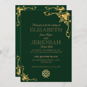 elegant Classic luxe green goudfoto bruiloft Kaart (Voorkant / Achterkant)