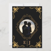 elegant Classic luxe zwarte goudfoto bruiloft Kaart (Achterkant)