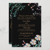 elegant Classic luxueuze zwarte bruiloft Kaart (Voorkant / Achterkant)