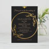 elegant Classic luxueuze zwarte goudbruiloft Kaart (Staand voorkant)