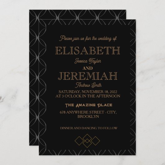 elegant Classic luxuous Silver Gold bruiloft Kaart (Voorkant / Achterkant)