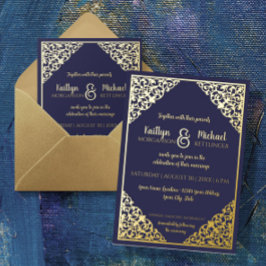 Elegant Classic  marinevliegtuig Gold Foil Wedding Folie Uitnodiging