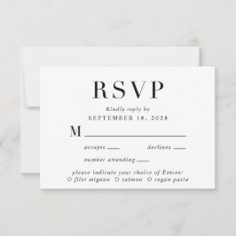 Elegant Classic Menu Choice Wedding RSVP Kaart