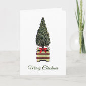 Elegant Classic Merry kerstboom Boxwood Bow Kaart (Voorkant)