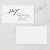 Elegant Classic minimaal, zwart script, RSVP Informatiekaartje (Voorkant / Achterkant)