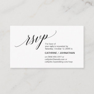 Elegant Classic minimaal, zwart script, RSVP Informatiekaartje