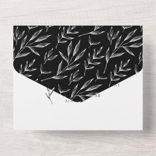 Elegant Classic Minimal Botanical Leaf Simple  All In One Uitnodiging (Achterkant)