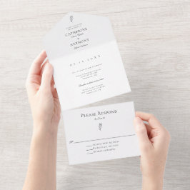 Elegant Classic Minimal Botanical Leaf Simple All In One Uitnodiging
