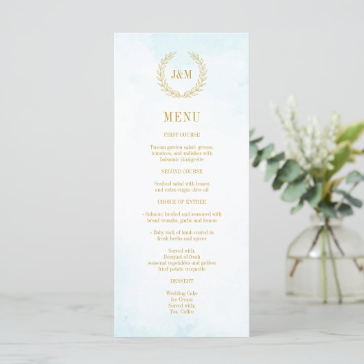 Elegant Classic minimalist Monogram Turquoise Menu (Staand voorkant)